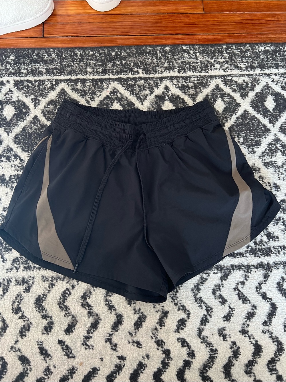 Abercrombie & Fitch Black Athletic Shorts with Gray Panels